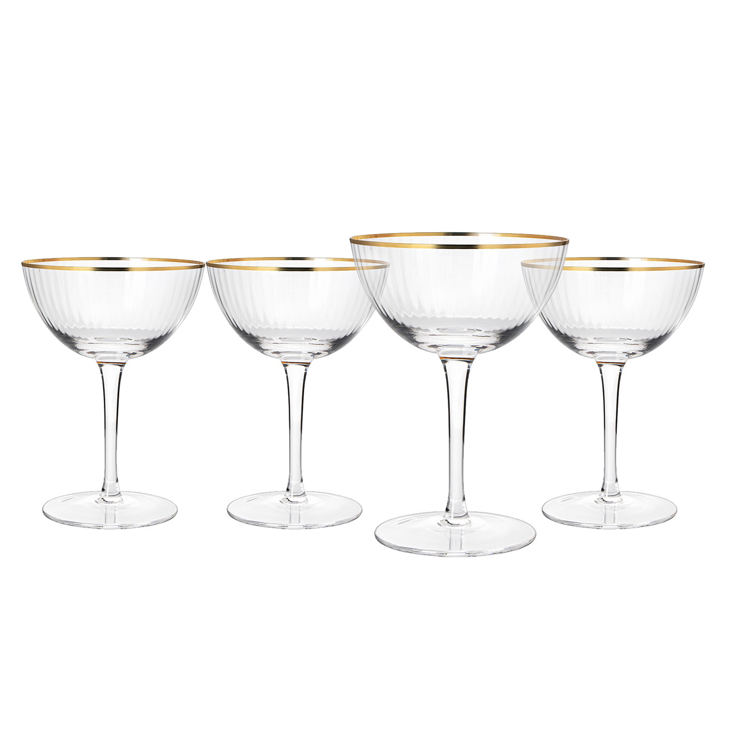 The Wine Savant Gold Rim Glasses 6 oz, Set of 4 Gold Rim Classic Manhattan Glasses For Martini, Cocktails, Champagne, Water & Wine - Classic Coupes Gilded Rimed, Crystal with Stems, Coupe-3