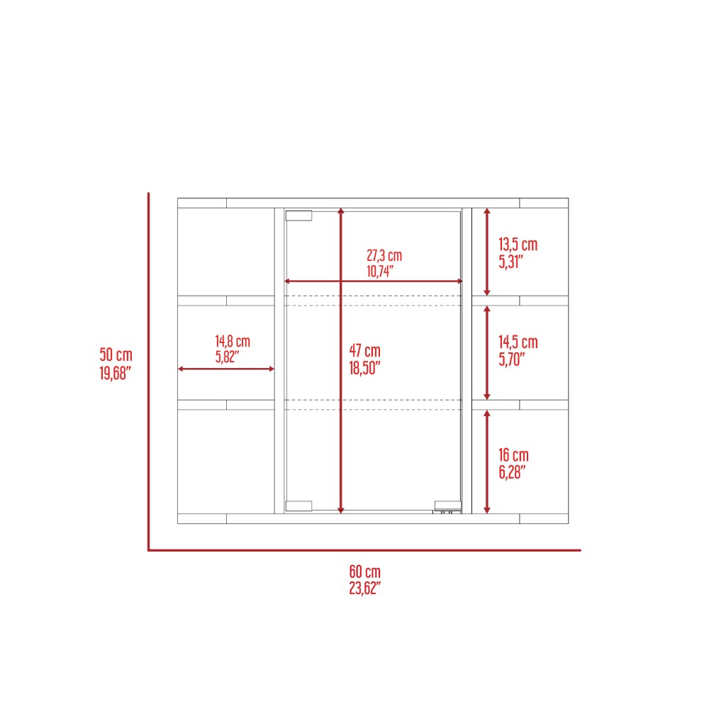 Medicine Cabinet Milano, Six External Shelves Mirror, Light Gray Finish-8