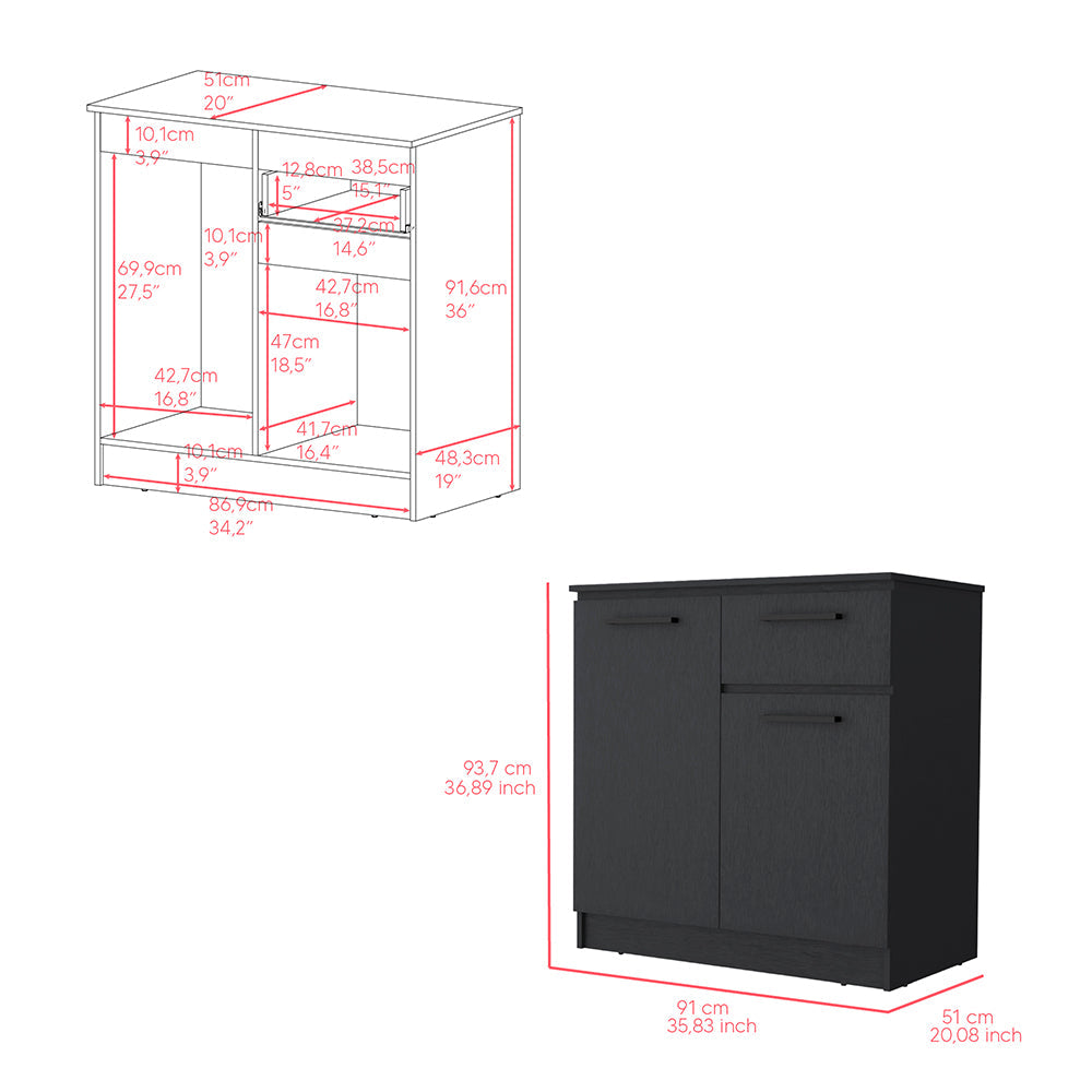 Dresser Carlin, Drawer and 2 Door Cabinets, Black Wengue Finish-6