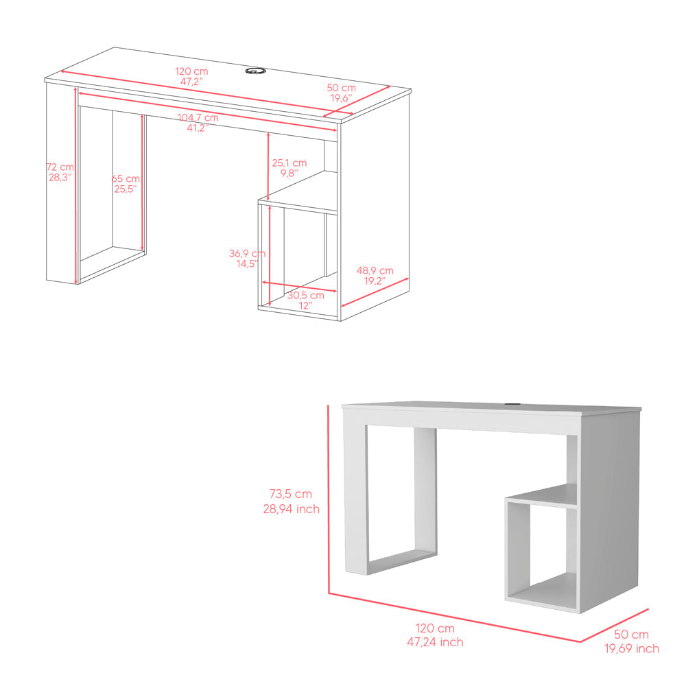 Desk Adona, Two Shelves, White Finish-5