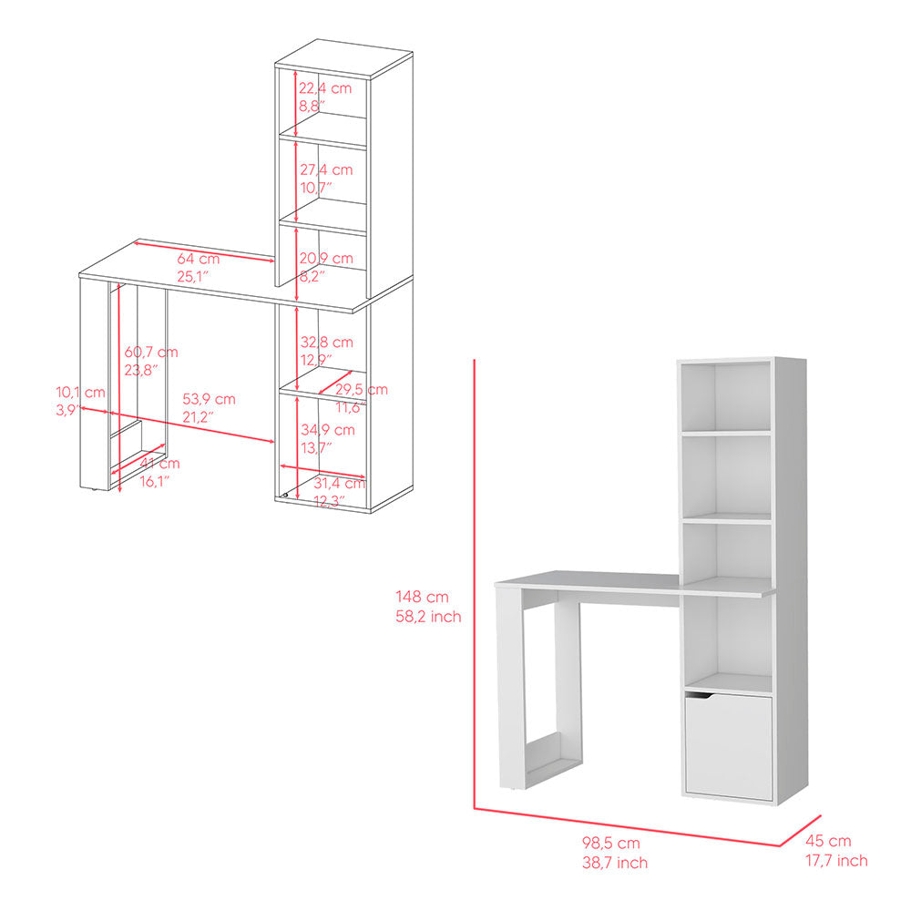 Office Desk Aragon, White Finish-6