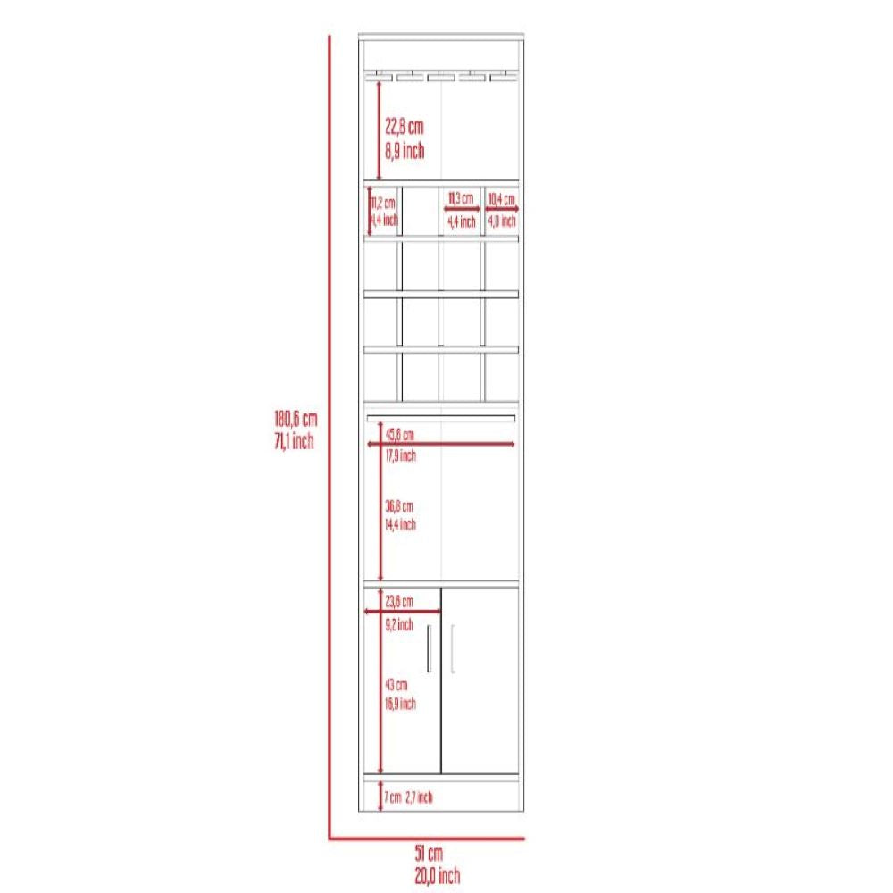 Bar cabinet Modoc, 1 Shelf, 16 Wine Cubbies, Black Wengue Finish-8