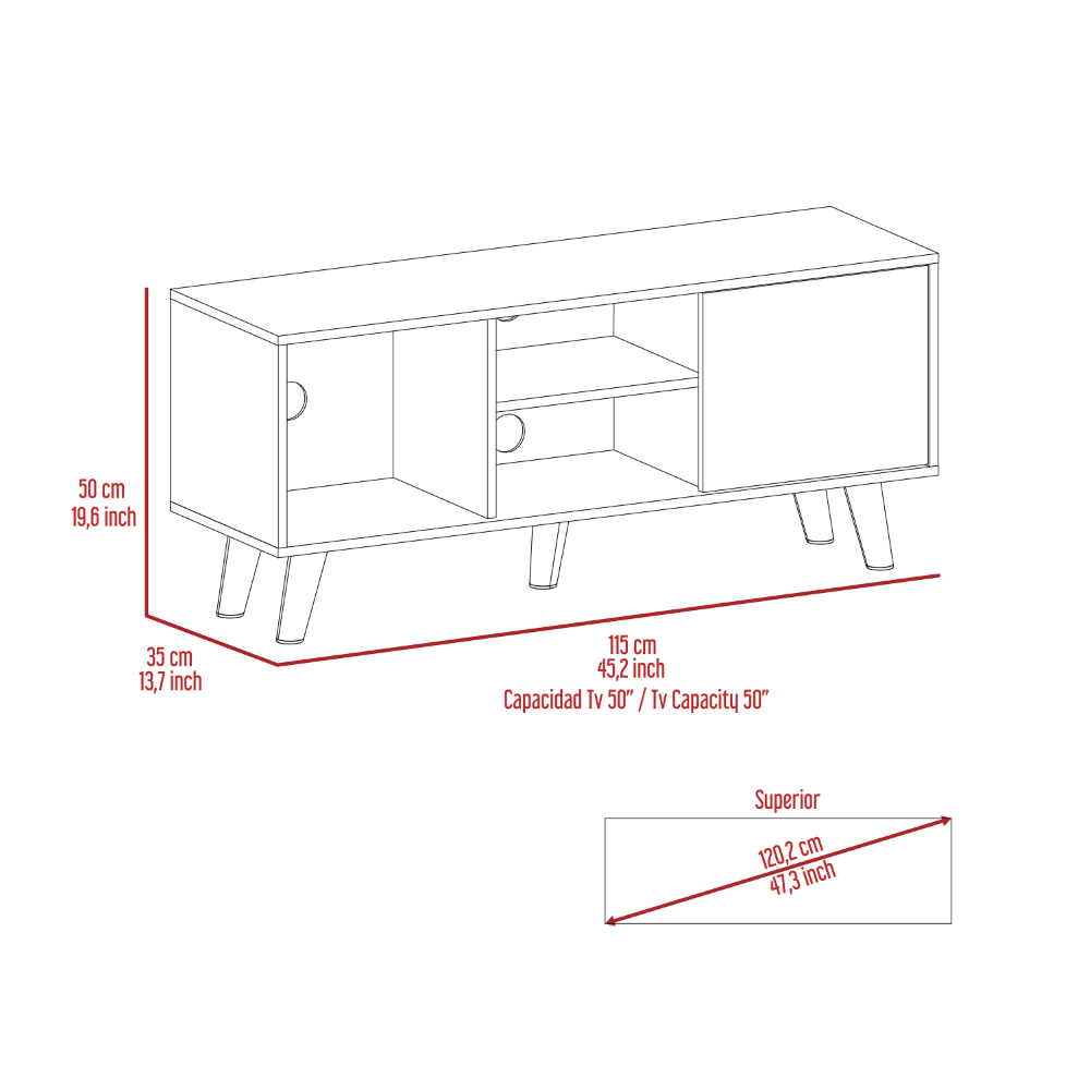 Tv Stand for TV´s up 57" Moon, Three Shelves, Single Door Cabinet, Black Wengue Finish-8