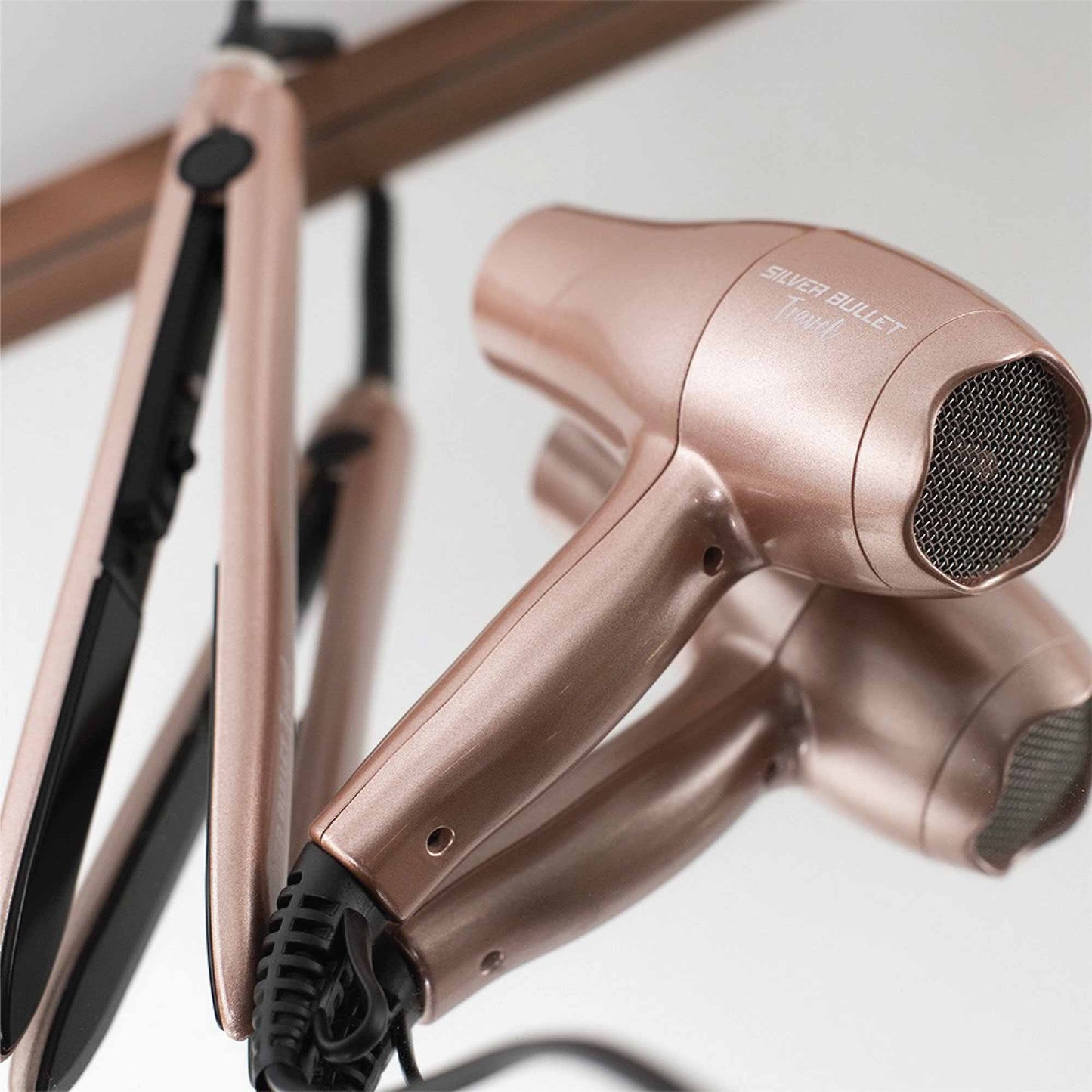 Silver Bullet Mini Hair Dryer and Straightener Iron Luxe Travel Set - Rose Gold-5