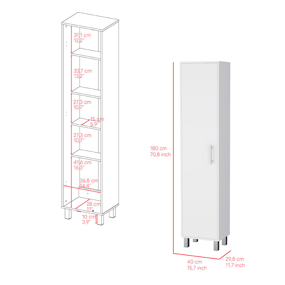 Storage Cabinet Buccan, Five Shelves, White Finish-6