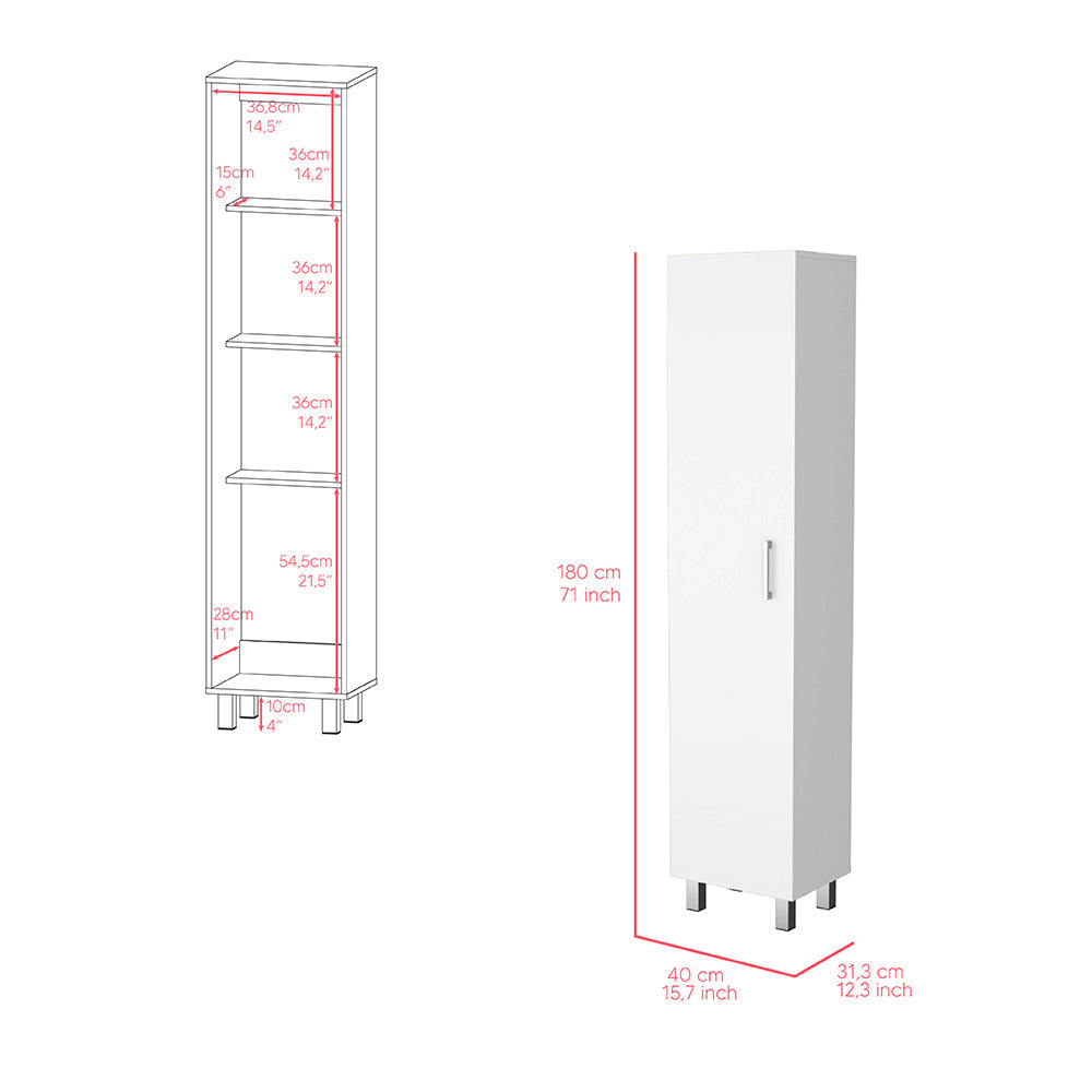 Storage Cabinet Molekeede, Four Shelves, White Finish-6