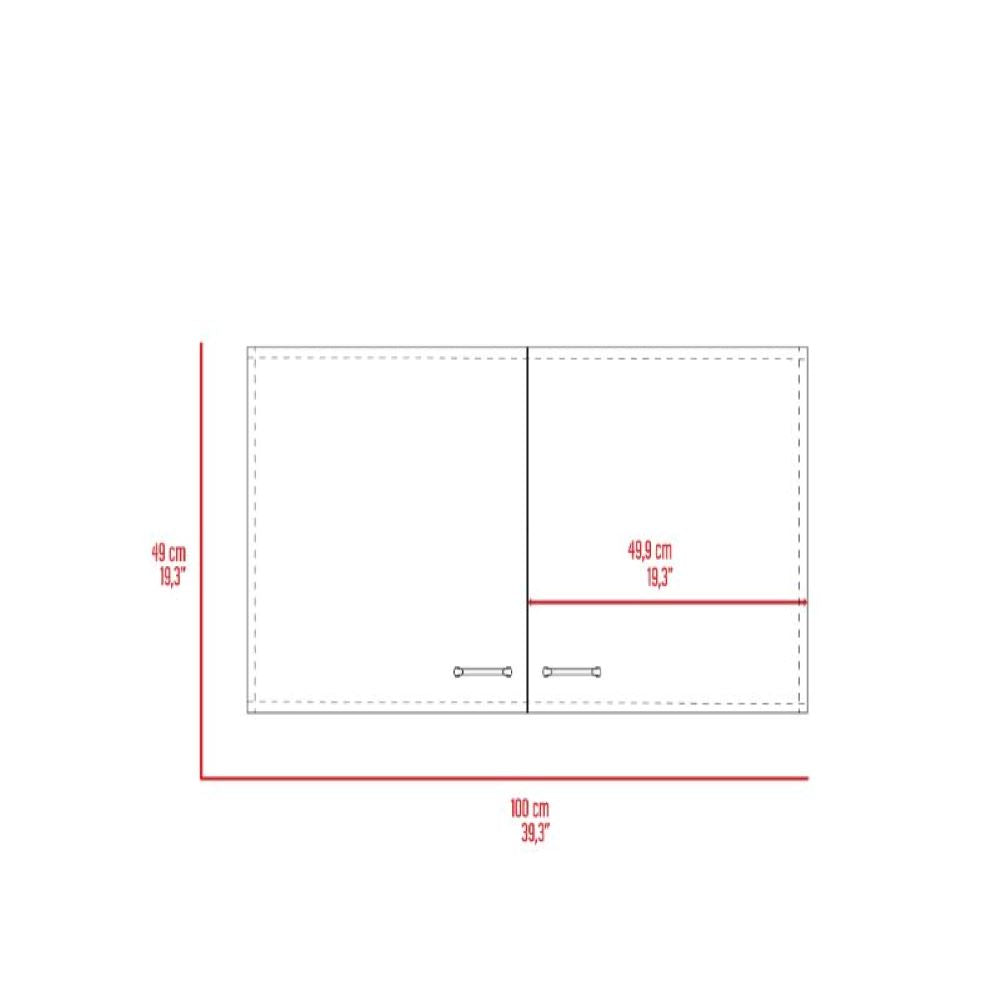 Wall Cabinet Toran, Two Shelves, Double Door, White / Light Oak Finish-8