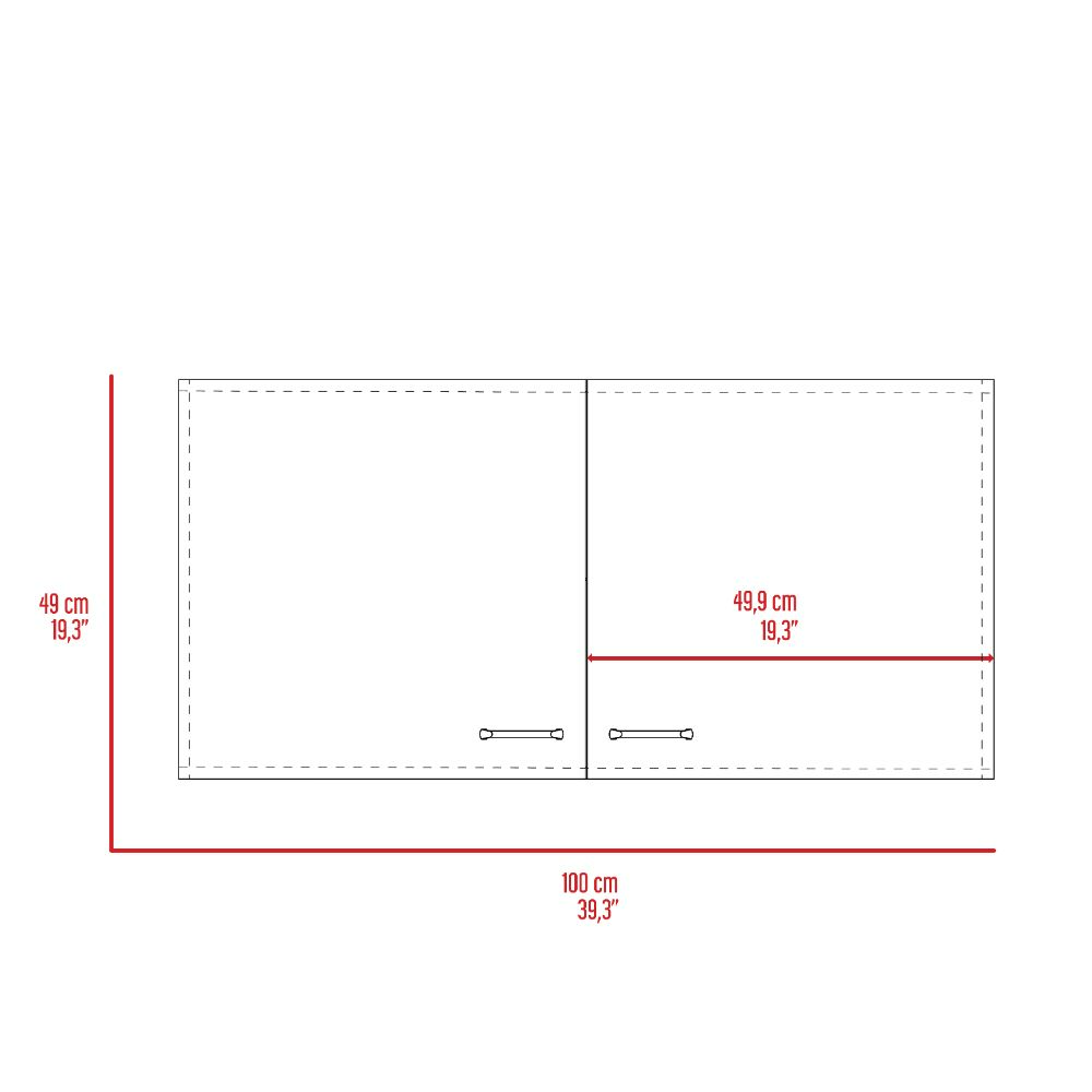 Wall Cabinet Toran, Two Shelves, Double Door, White / Light Gray Finish-8