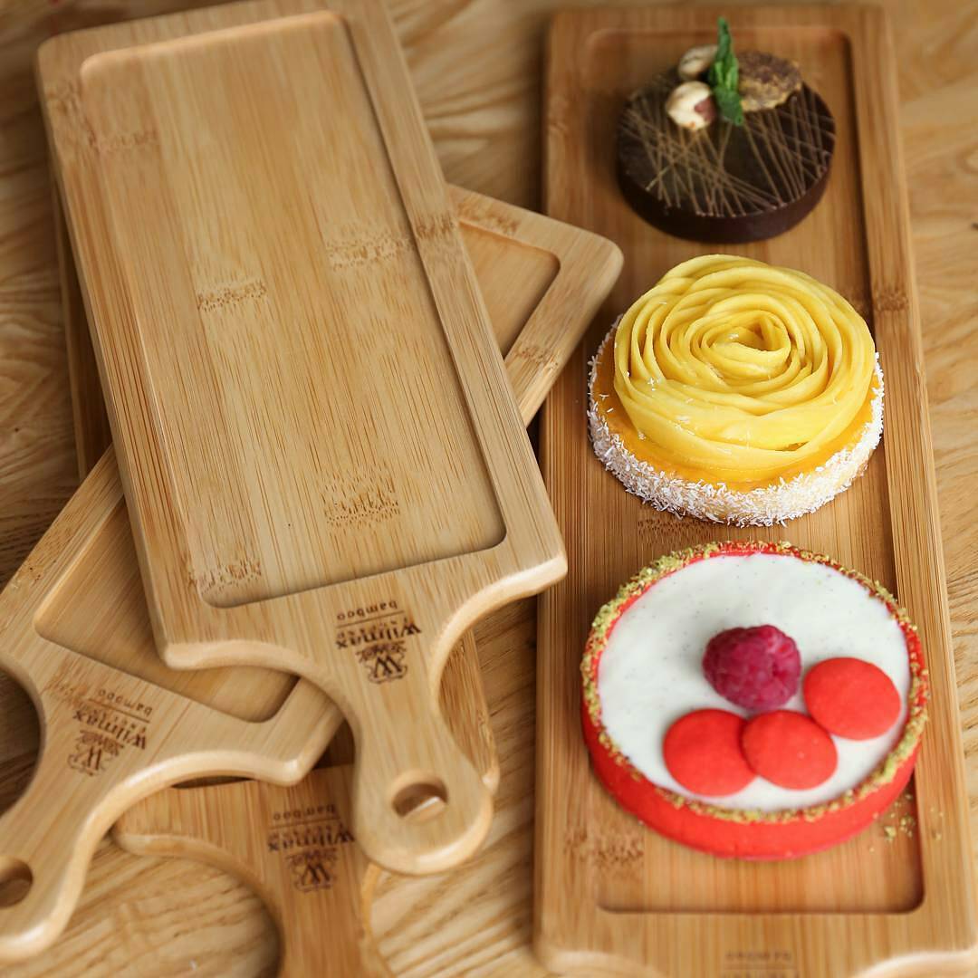 Set Of 10 Bamboo Tray 11" inch X 3.75" inch | For Appetizers / Barbecue / Burger Sliders-9