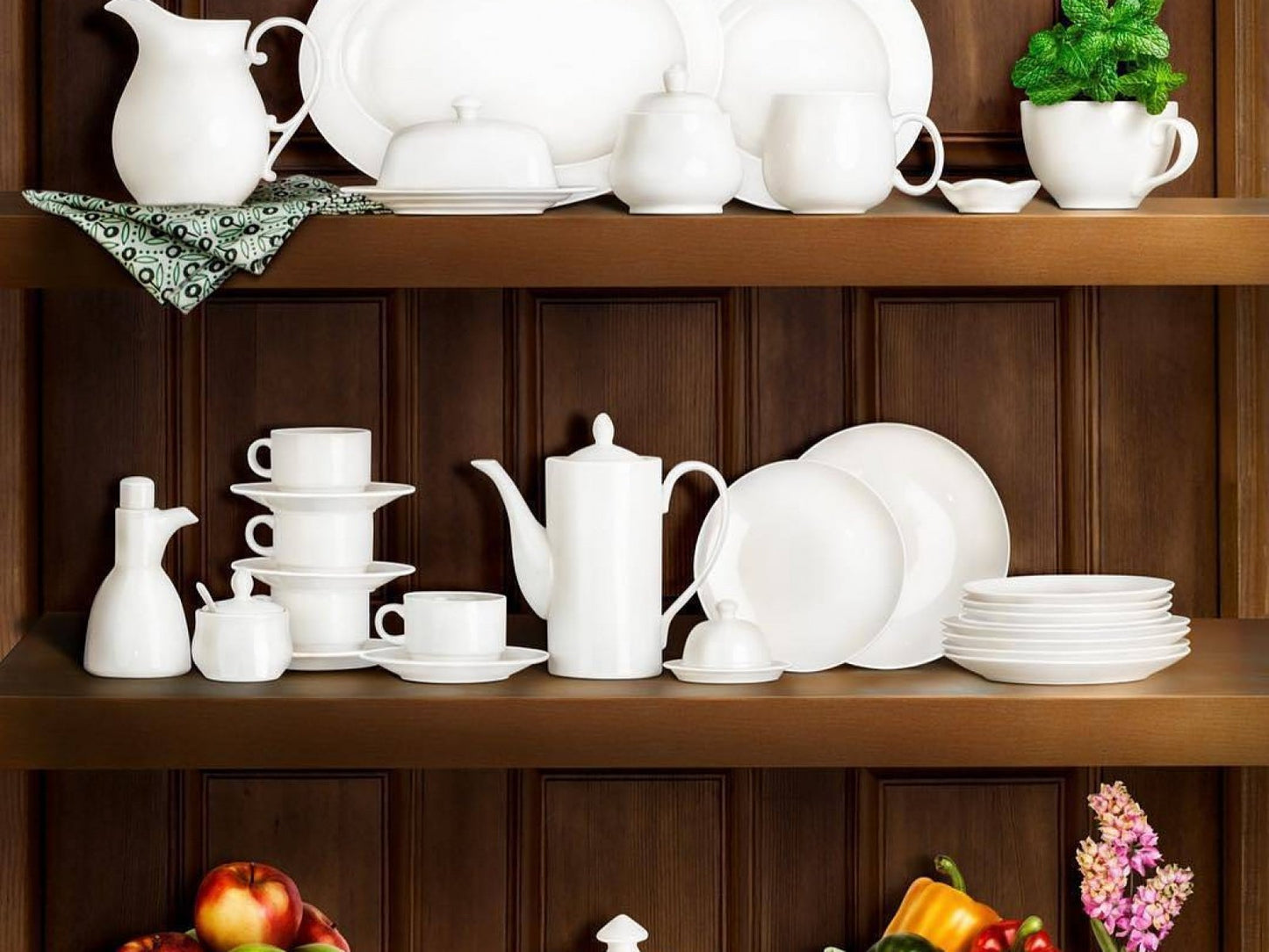 Set Of 3 Professional Rolled Rim White Round Plate / Platter 12" inch |-9