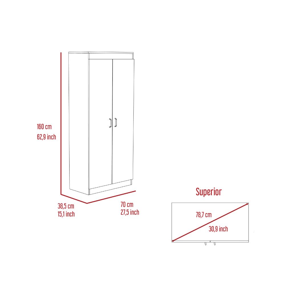 Pantry Cabinet Orlando, Five Shelves, White Finish-7