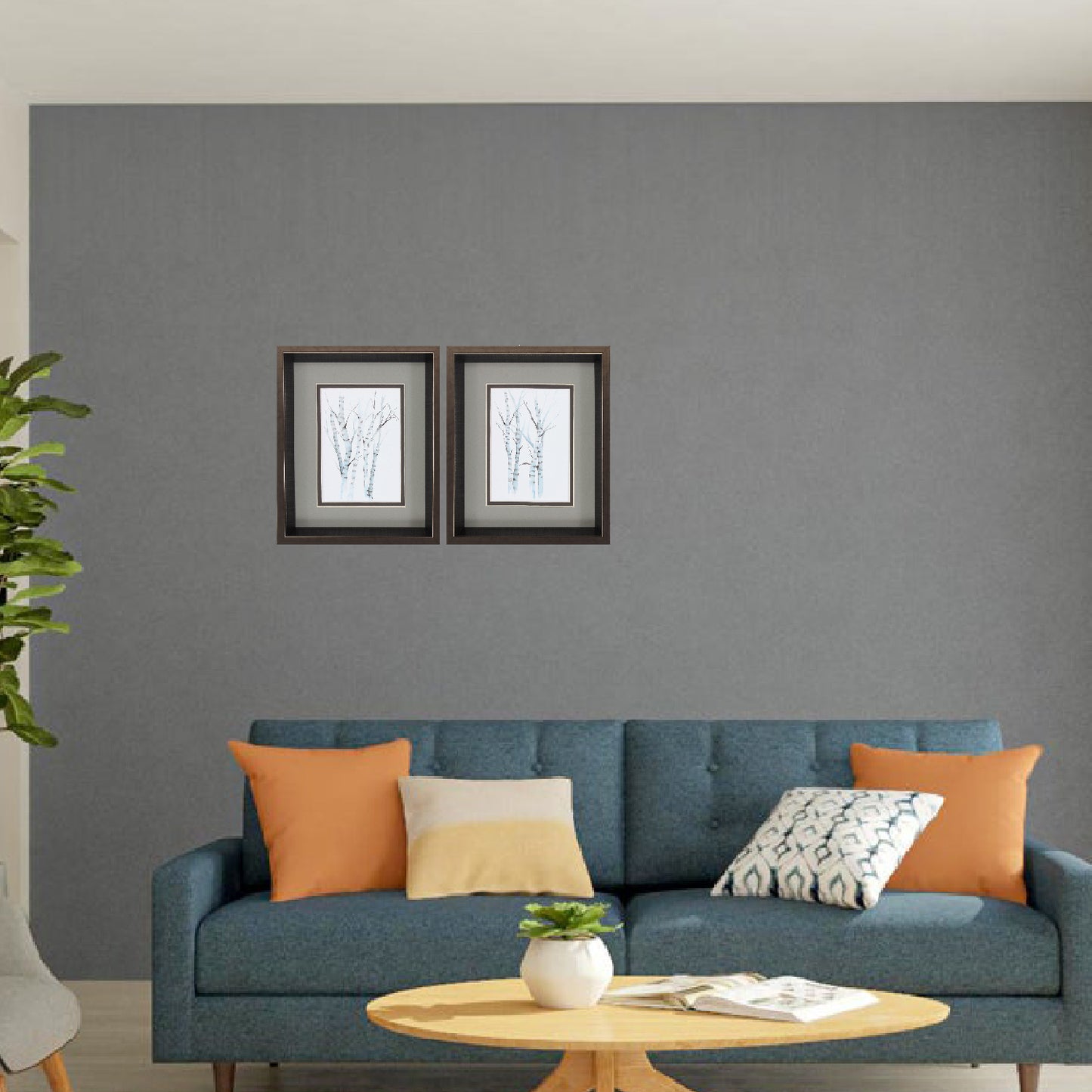 10" X 12" Brushed Silver Frame Aquarelle Birches (Set Of 2)