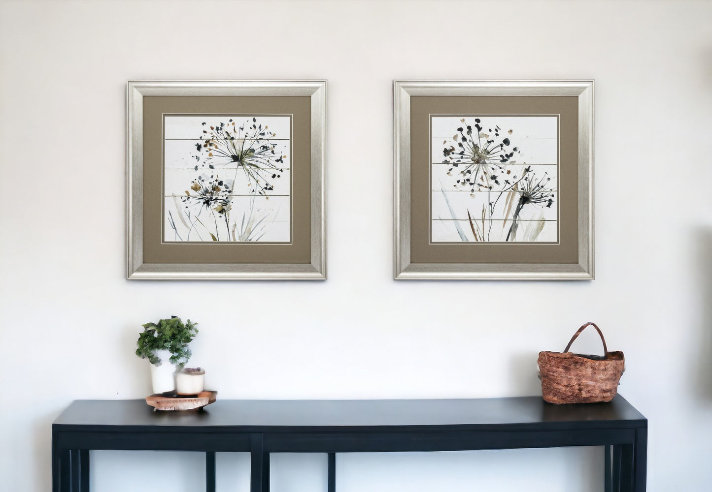 19" X 19" Brushed Silver Frame Natures Lace (Set Of 2)