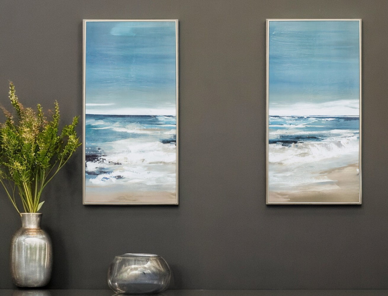 13" X 25" Ligth Wood Toned Frame East Coast (Set Of 2)