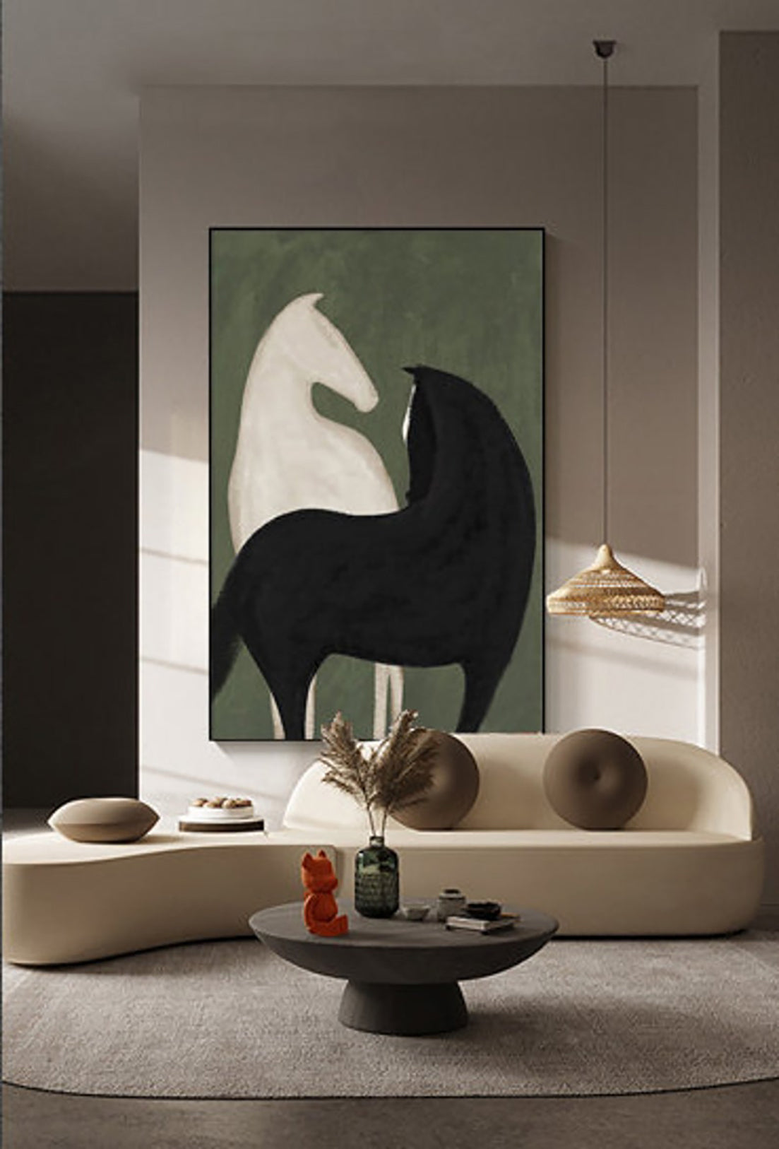 Black and White Fabric Horse Wall Decor