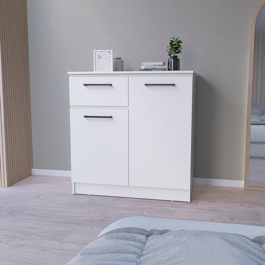 Dresser Carlin, Drawer and 2 Door Cabinets, White Finish-0