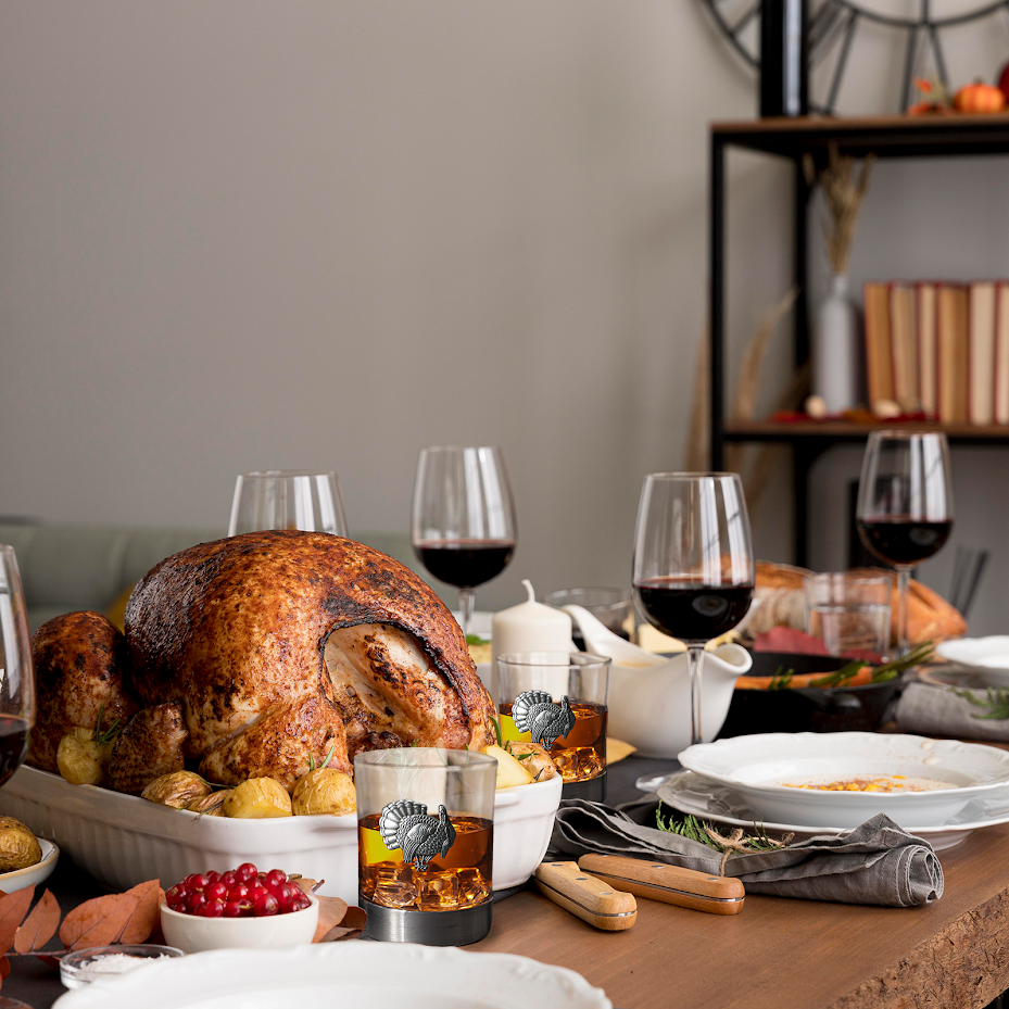 The Wine Savant Turkey Whiskey Glasses Set of 2, Old Fashioned Whiskey, Rum, Brandy, Scotch Glasses, Elegant Badge, Thanksgiving 11 OZ, Gifts for Men, Women, Pheasant Quail Hunting Gifts Glass-3