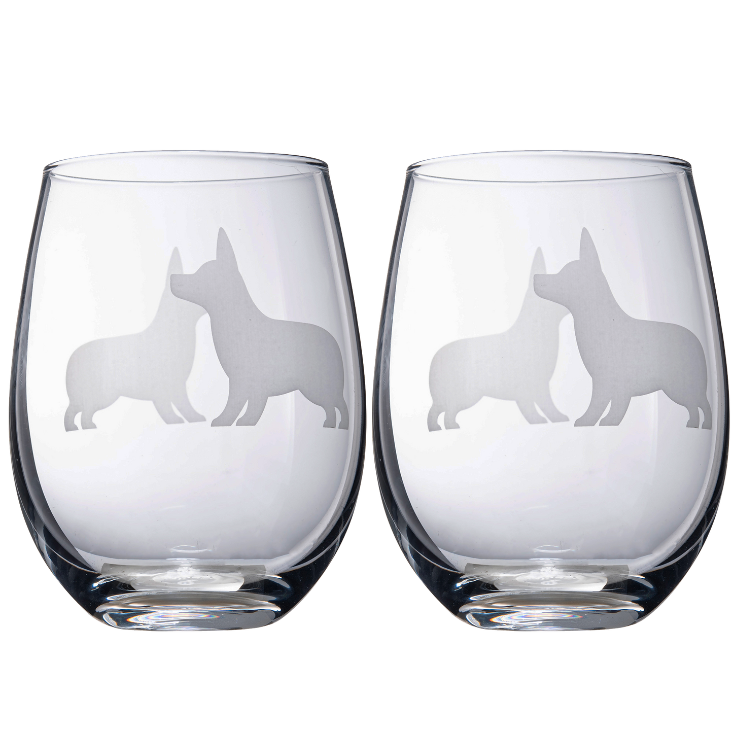 Stemless Wine Glasses Set of 2 by The Wine Savant - Puppy & Dog Lover Glass Gifts Etched Tumblers for Anniversary, Wedding, Home Bar Gifts (Corgi)-0
