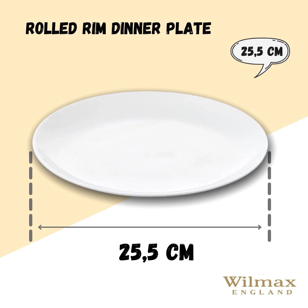 Professional Rolled Rim White Dinner Plate 10" inch | 25.5 Cm-10