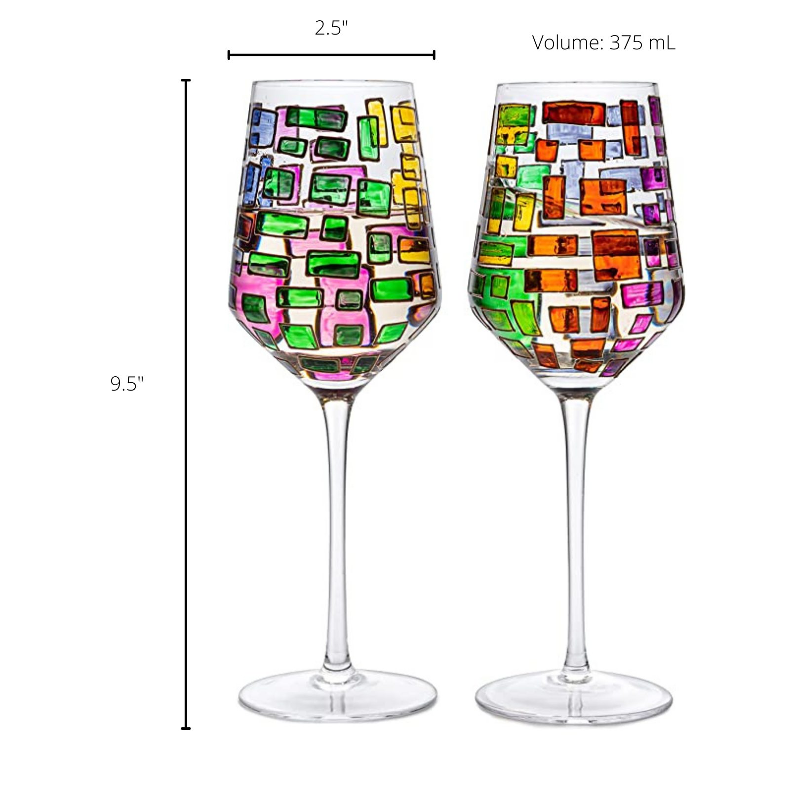 The Wine Savant Renaissance Stained Glass Windows, Artisanal Hand Painted Glassware Gift Idea Her, Him, Birthday, Mom, Housewarming, Gifts Ideas for Women & Men Art Deco (Stemmed Wine Glasses)-6