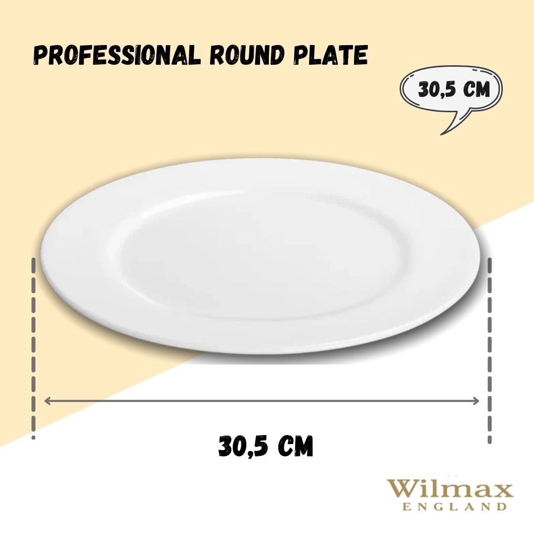 Professional Rolled Rim White Round Plate / Platter 12" inch |-10
