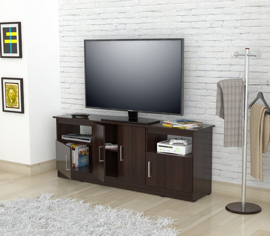 Espresso Finish Wood and Stainless Media Center TV Stand-0