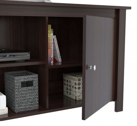 Espresso Finish Wood Media Center and TV Stand-0