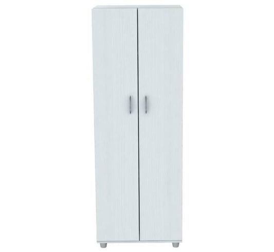 White Finish Wood Storage Cabinet with Two Doors-0