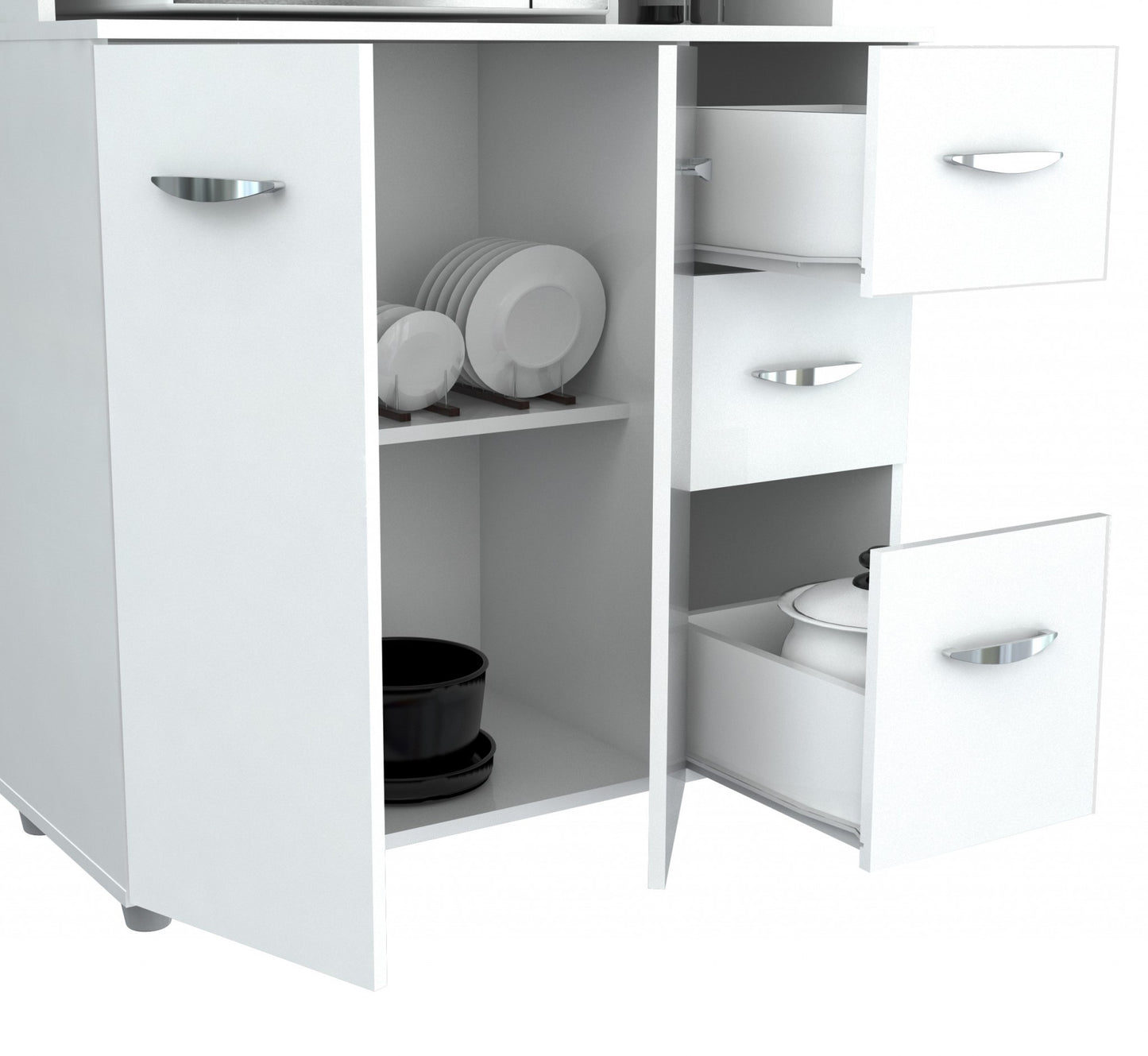White Finish Wood Kitchen Storage Cabinet-1
