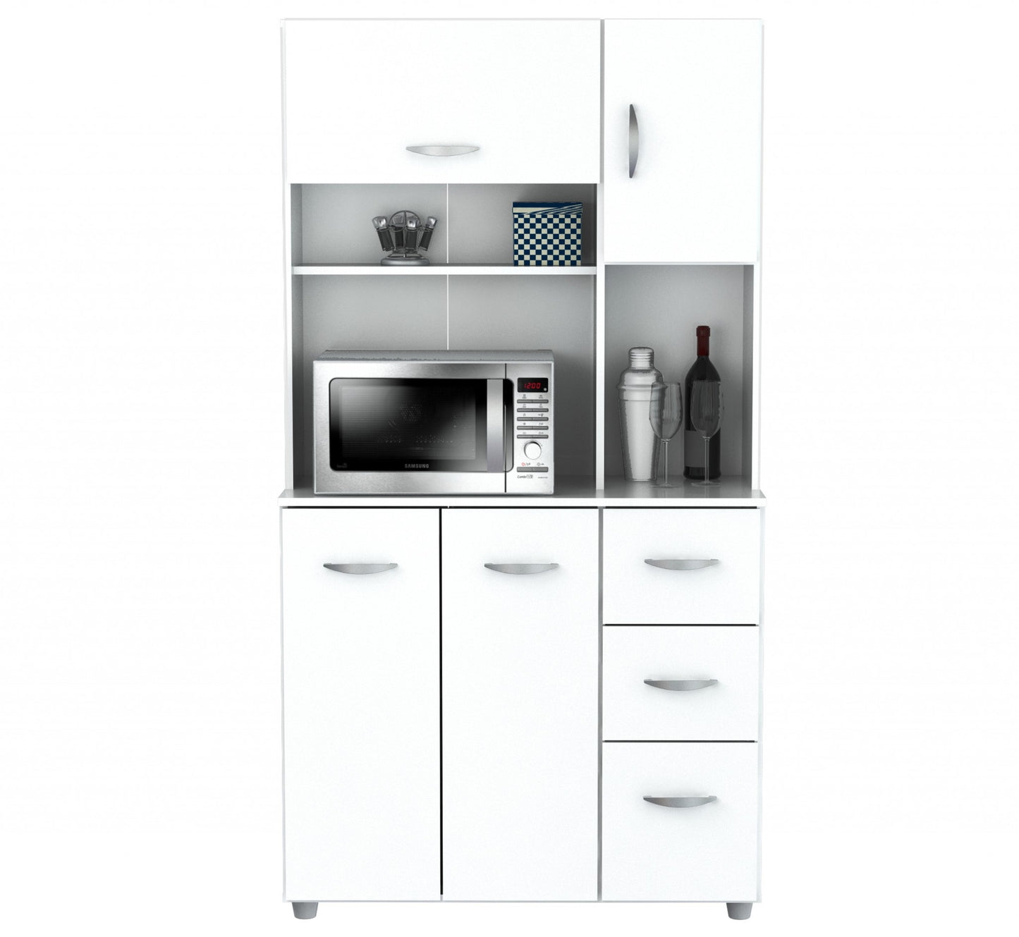 White Finish Wood Kitchen Storage Cabinet-3