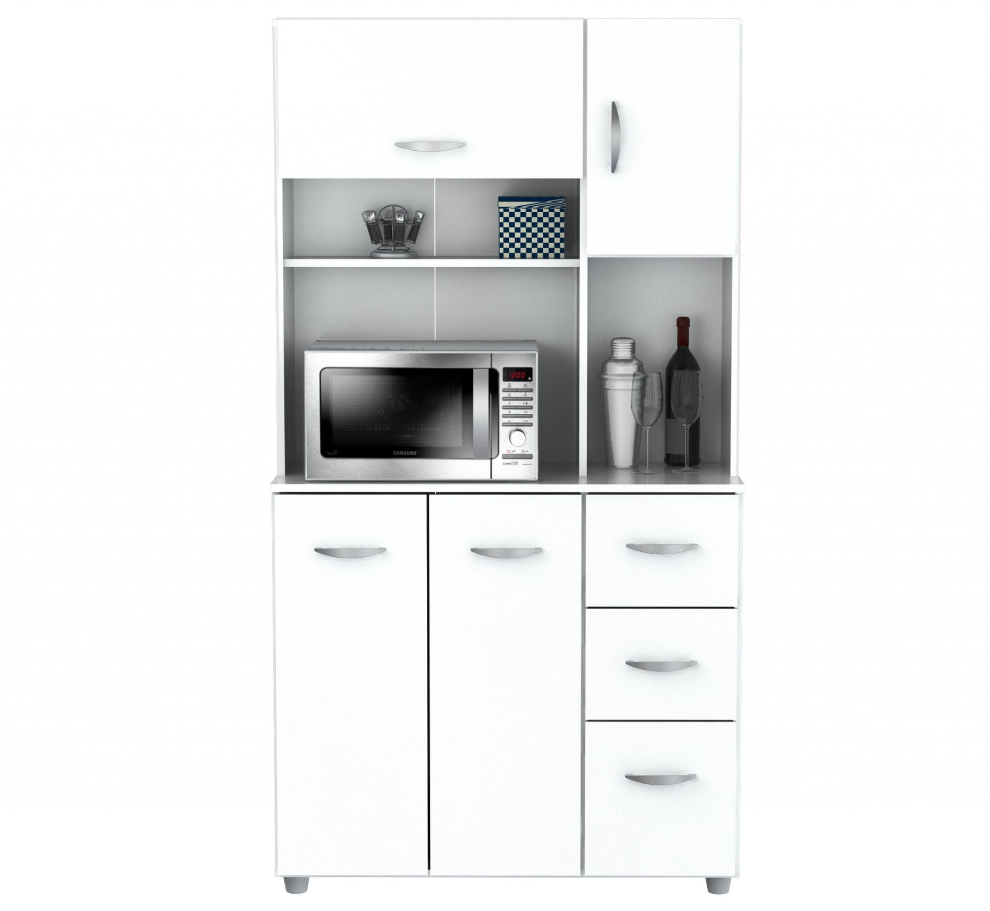 White Finish Wood Kitchen Storage Cabinet-3