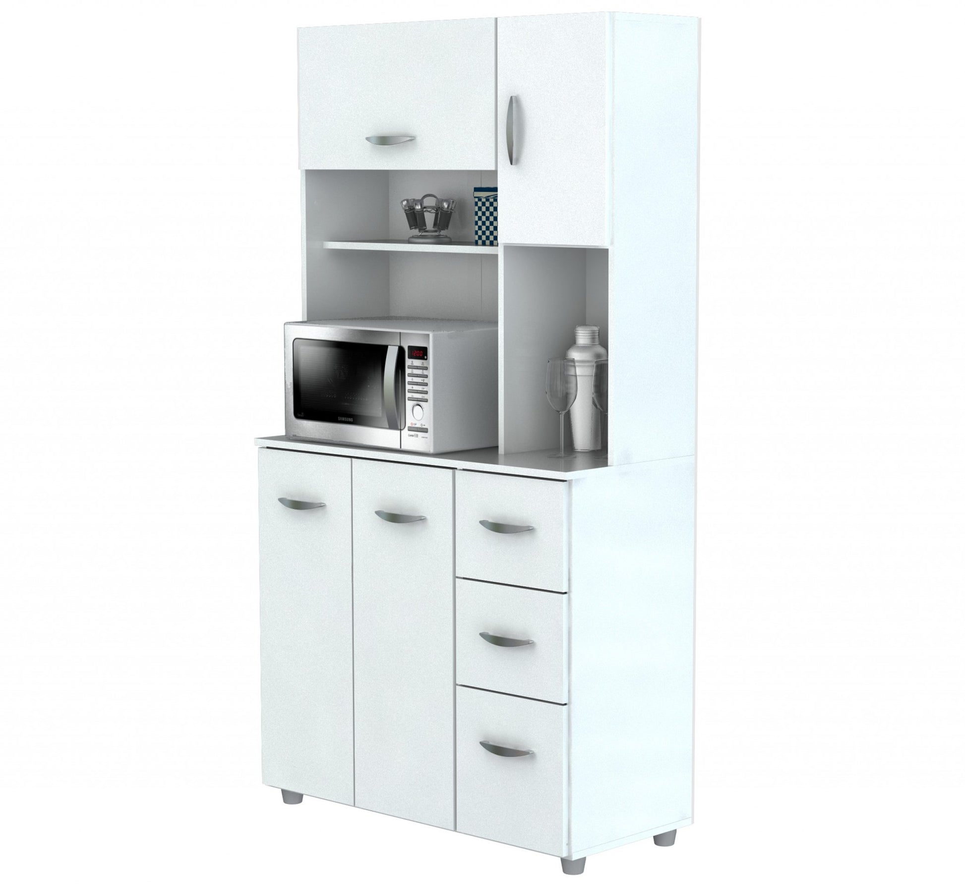 White Finish Wood Kitchen Storage Cabinet-4