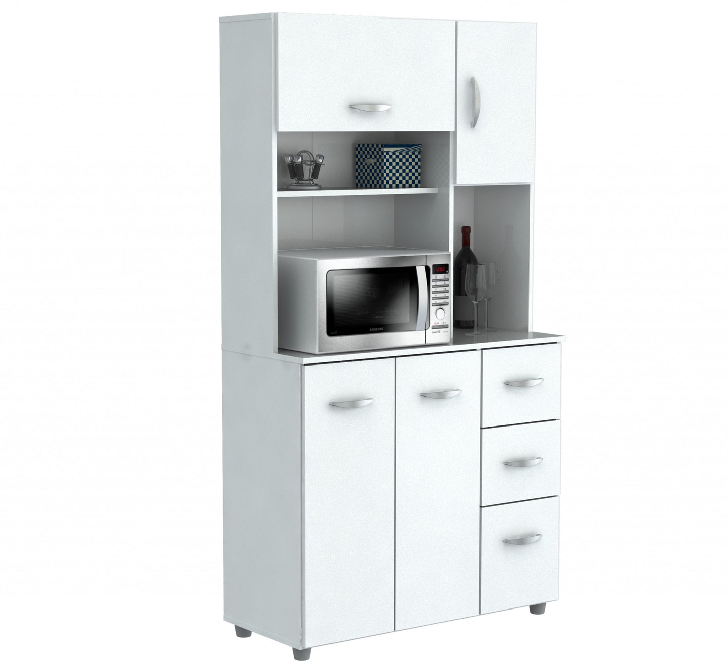 White Finish Wood Kitchen Storage Cabinet-5