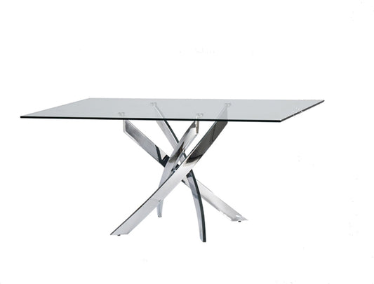 30" Glass and Steel Rectangular Dining Table-0