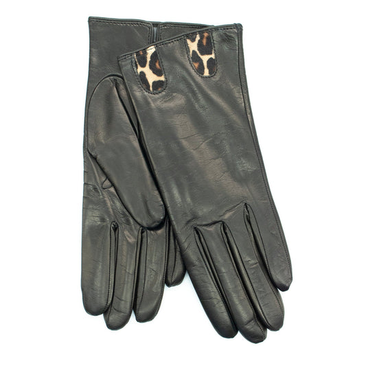 LEATHER GLOVES WITH HAIRCALF DETAILS-0