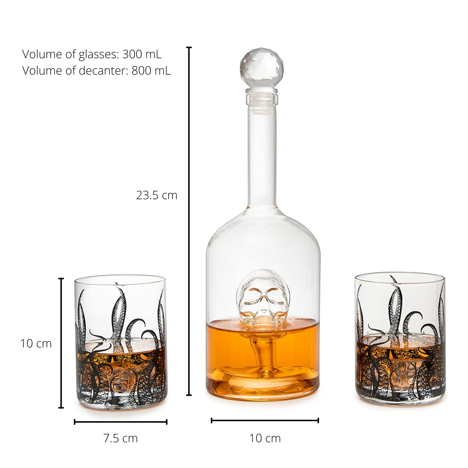 Octopus Kraken Chest Wine & Whiskey Decanter Set with 2 Glasses by The Wine Savant - Extraordinary Detail - Whiskey Gift Sets, Wine Gift Sets, Nautical Gifts, Kraken Sea, Sea Lover Gifts-6