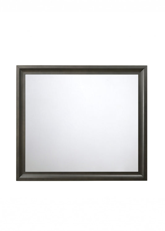 Antique Gray Wooden Rectangular Beveled Mirror-0