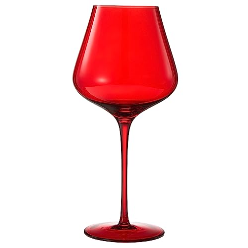 Colored Crystal Wine Glass Set of 6, Gift For Hosting, Her, Wife, Mom Friend - Large 20 oz Glasses, Unique Italian Style Tall Drinkware - Red & White, Dinner, Color Beautiful Glassware - (Bright Red)-6