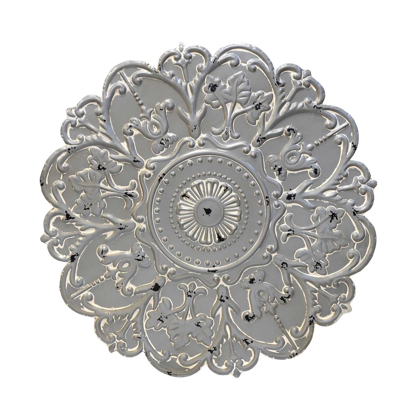 Distressed Floral Metal Medallion Wall Decor-0