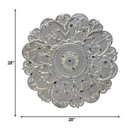 Distressed Floral Metal Medallion Wall Decor-3