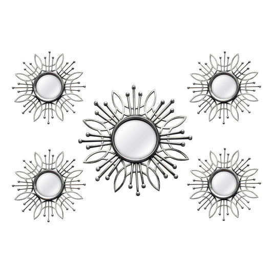 15.5 Round Silver Burst Metal Framed Wall Mirror-0