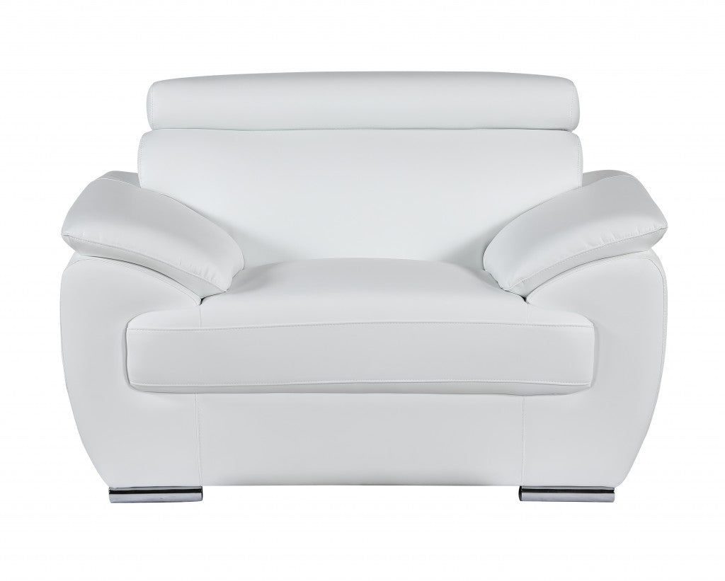 114" Captivating White Leather Sofa Set-2
