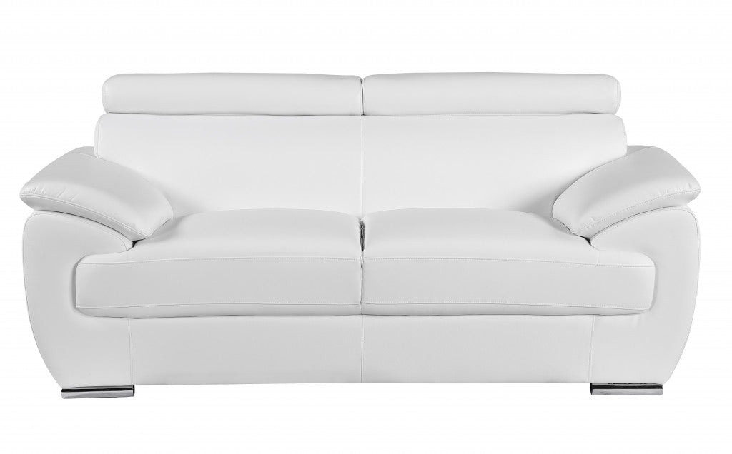 114" Captivating White Leather Sofa Set-3