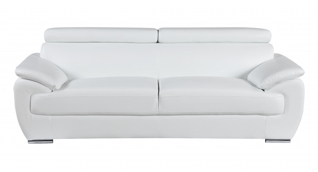 114" Captivating White Leather Sofa Set-4