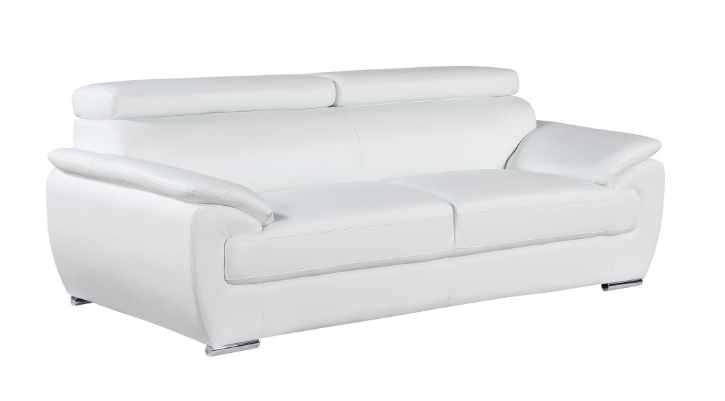 86" Captivating White Leather Sofa-1