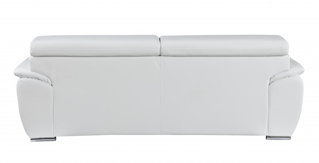86" Captivating White Leather Sofa-2