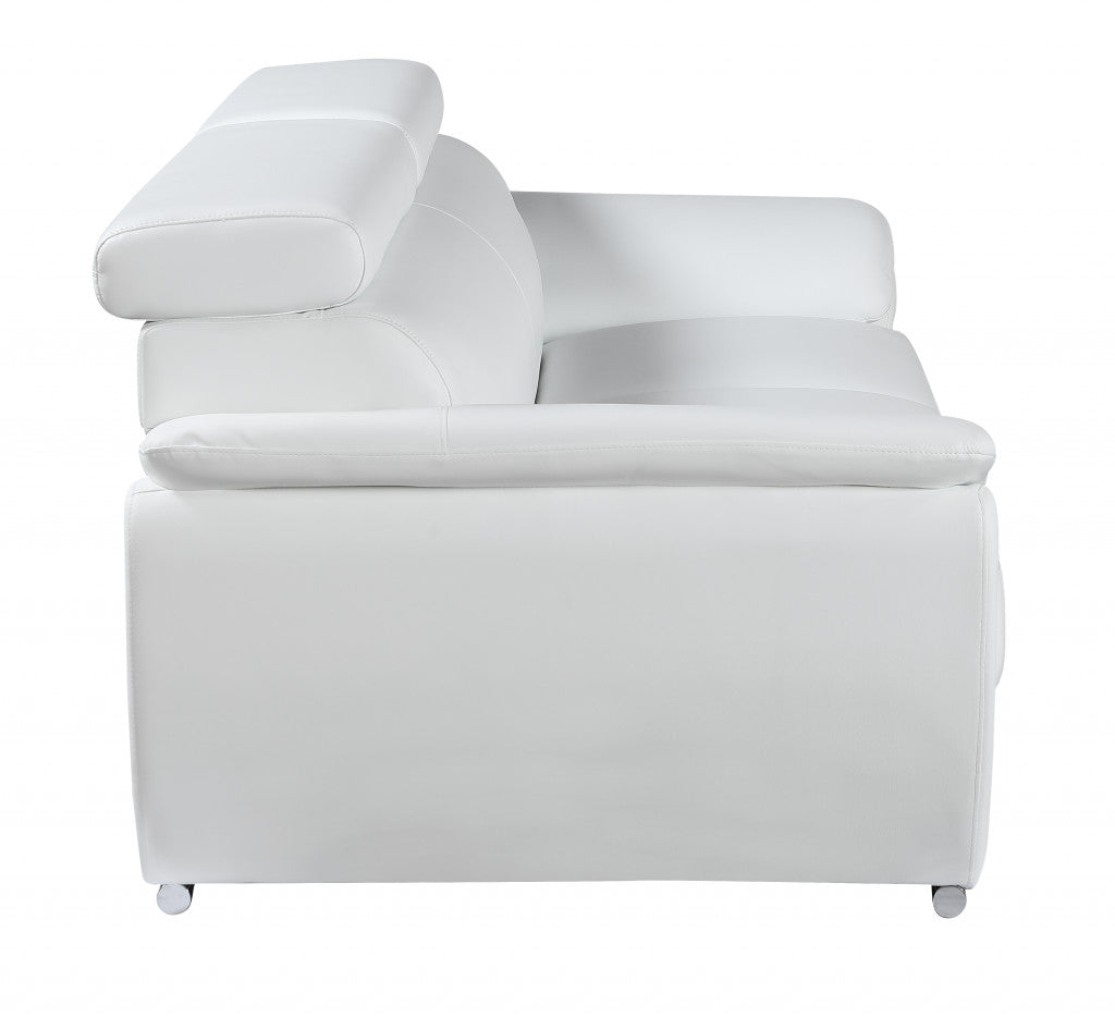 86" Captivating White Leather Sofa-3