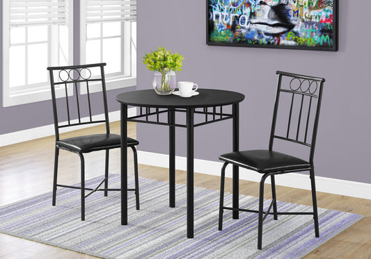 35" Black Leather Look Foam and Metal Three Pieces Dining Set-0