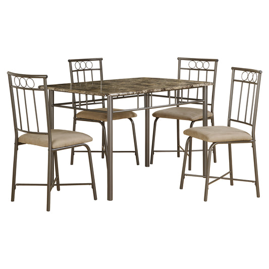 63.5" x 81" x 101" Cappuccino Microfiber Foam and Mdf  5pcs Dining Set-0