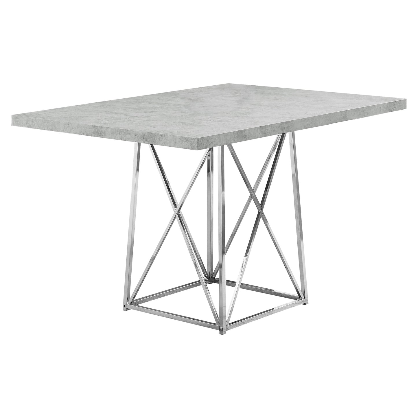 36" x 48" x 31" Grey  Particle Board and Chrome Metal  Dining Table-0